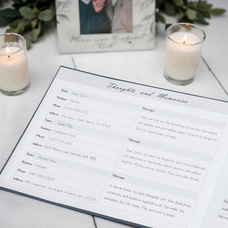Sumheart Funeral Guest Book - Celebration of Life Guest Book with Rollerball Pen for Memorial Service - Funeral Memory Sign in Books for Over 300+ Guests - Funeral Decorations with In Loving Memory Table Sign - Image 2