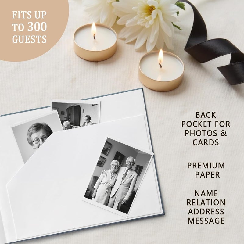 Sumheart Funeral Guest Book - Celebration of Life Guest Book with Rollerball Pen for Memorial Service - Funeral Memory Sign in Books for Over 300+ Guests - Funeral Decorations with In Loving Memory Table Sign - Image 3