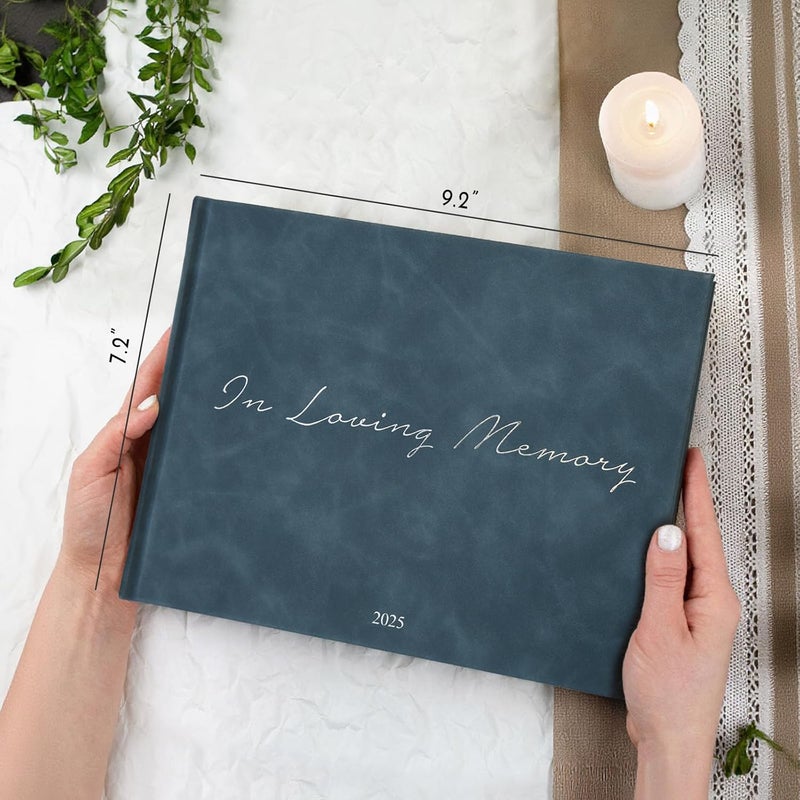 Sumheart Funeral Guest Book - Celebration of Life Guest Book with Rollerball Pen for Memorial Service - Funeral Memory Sign in Books for Over 300+ Guests - Funeral Decorations with In Loving Memory Table Sign - Image 4