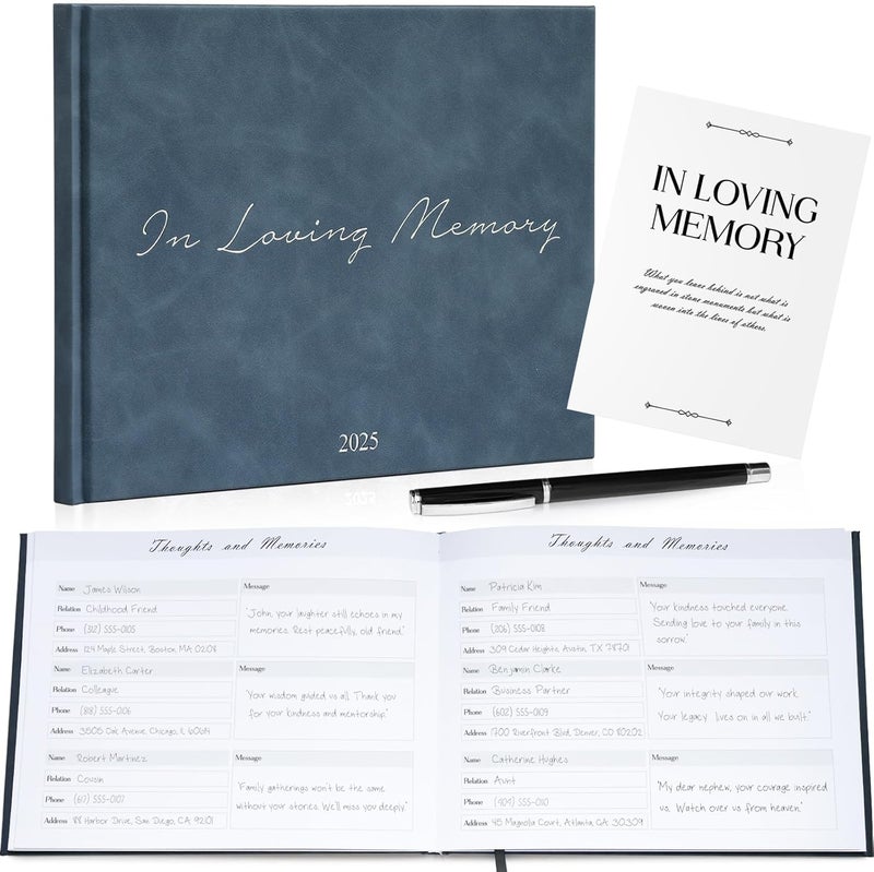 Sumheart Funeral Guest Book - Celebration of Life Guest Book with Rollerball Pen for Memorial Service - Funeral Memory Sign in Books for Over 300+ Guests - Funeral Decorations with In Loving Memory Table Sign - Image 1