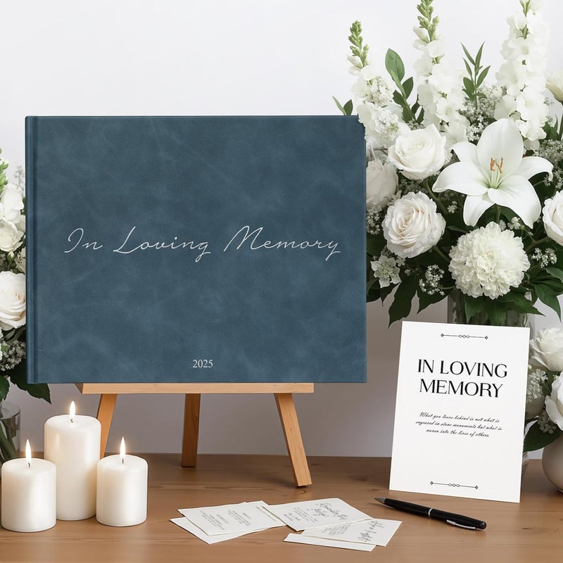 Sumheart Funeral Guest Book - Celebration of Life Guest Book with Rollerball Pen for Memorial Service - Funeral Memory Sign in Books for Over 300+ Guests - Funeral Decorations with In Loving Memory Table Sign - Image 5