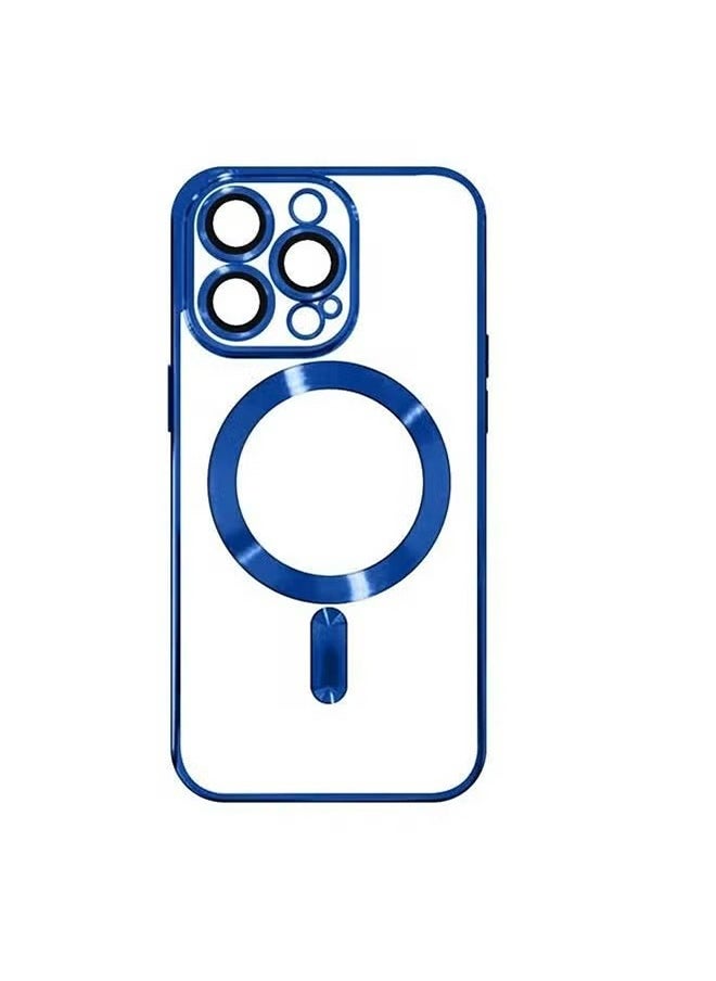 HY - iPhone 15 Pro Max Electroplated Case (Blue/Clear), Camera Lens Full Protection, Compatible with MagSafe Wireless Charging, Shockproof Soft TPU Dust-Proof Slim Phone iPhone 15 Pro Max Cover 6.7 Inch - Image 1
