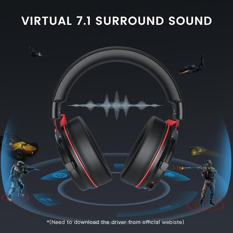 EKSA E900 Pro USB Gaming Headset for PC - Computer Headset with Detachable Noise Cancelling Mic, 7.1 Surround Sound, 50MM Driver - Headphones with Microphone for PS4/PS5, Xbox One, Laptop, Office - Image 2