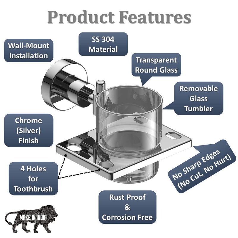 Amity SOGO Soap Dish and Toothbrush Holder Wall Mounted for Bathroom and wash Basin, AISI 304 Stainless Steel with Chrome Finish (Combo Pack) - Image 3