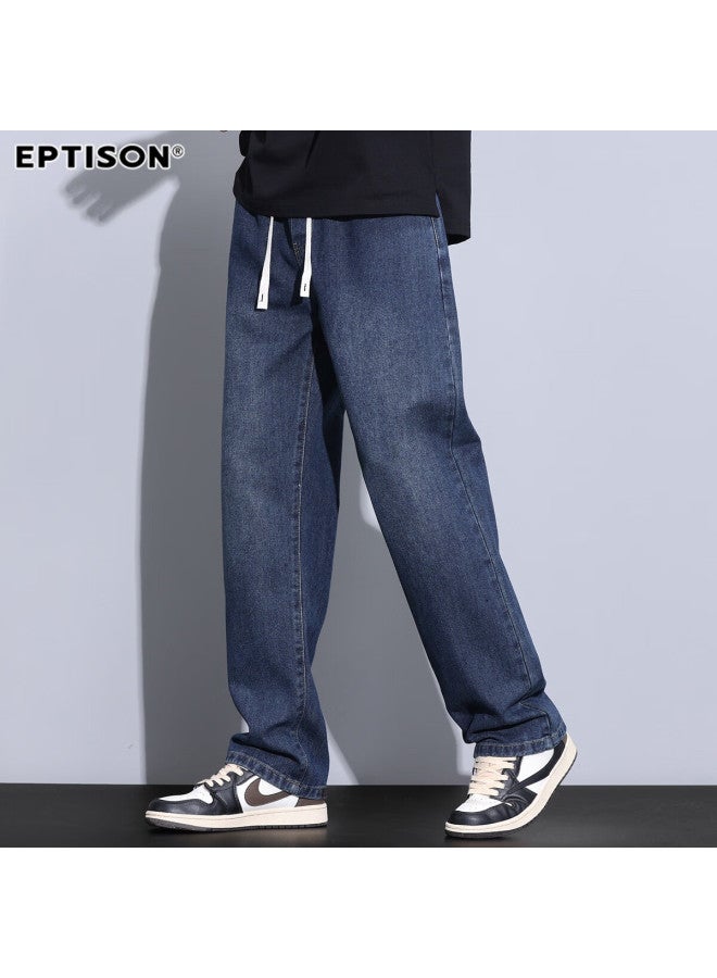 EPTISON Yipintiancheng Fashion Versatile Jeans For Men, Autumn Loose Straight-leg Pants, Casual Elastic Waist Trousers For Me - Image 2