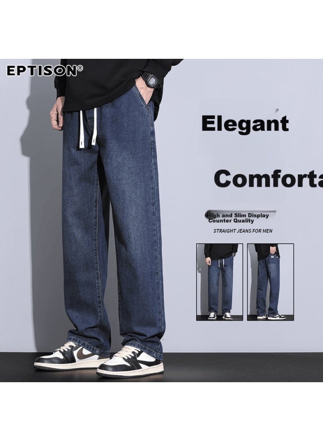 EPTISON Yipintiancheng Fashion Versatile Jeans For Men, Autumn Loose Straight-leg Pants, Casual Elastic Waist Trousers For Me - Image 1