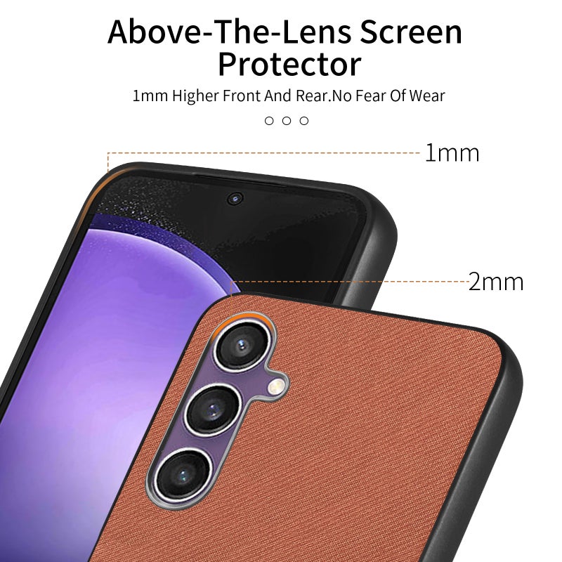HuHa Case Cover For Samsung Galaxy S21 FE 5G Twill Fabric Leather Skin Back Phone Case(Brown) - Image 3