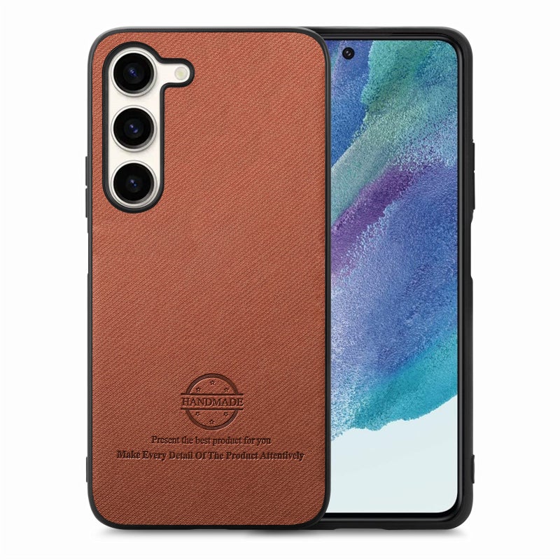HuHa Case Cover For Samsung Galaxy S21 FE 5G Twill Fabric Leather Skin Back Phone Case(Brown) - Image 1