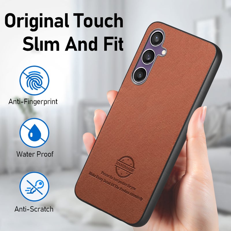 HuHa Case Cover For Samsung Galaxy S21 FE 5G Twill Fabric Leather Skin Back Phone Case(Brown) - Image 5