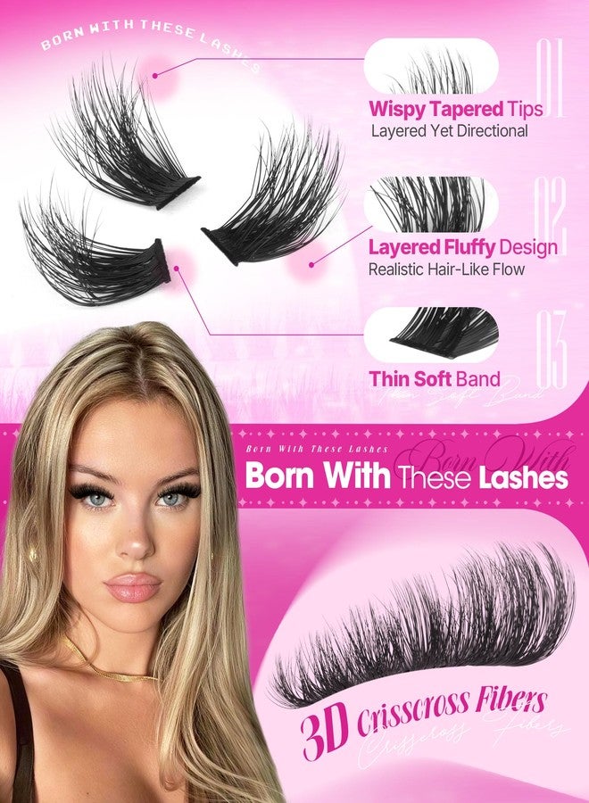 LANFLOWER Fluffy Lash Clusters Kit Volume Cluster Eyelash Extensions Kit Wispy Lashes Clusters Fairy 10-20mm Cluster Lashes D Curl Eyelashes Clusters DIY Lash Extension Kit by Lanflower - Image 3