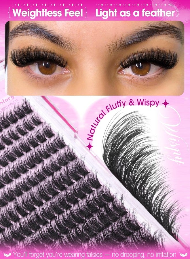 LANFLOWER Fluffy Lash Clusters Kit Volume Cluster Eyelash Extensions Kit Wispy Lashes Clusters Fairy 10-20mm Cluster Lashes D Curl Eyelashes Clusters DIY Lash Extension Kit by Lanflower - Image 5