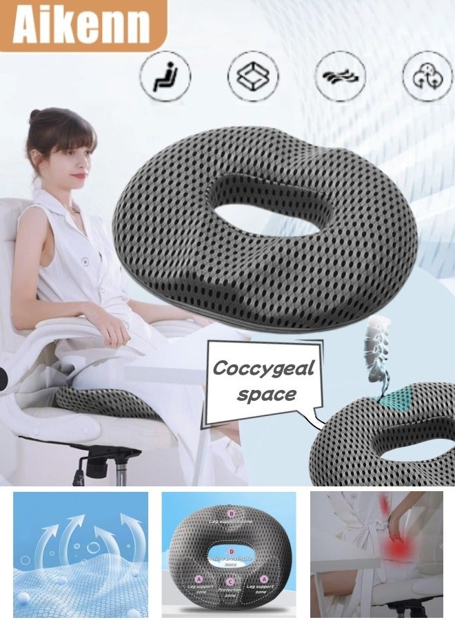 Aikenn Breathable Cushions Hemorrhoid Cushion Coccyx Cushion Office Chair Cushions Memory Foam Cushions Ergonomic Design Cushions Suitable For Long-Term Sitting And Driving Sciatica Pregnant Women (Gray) - Image 1