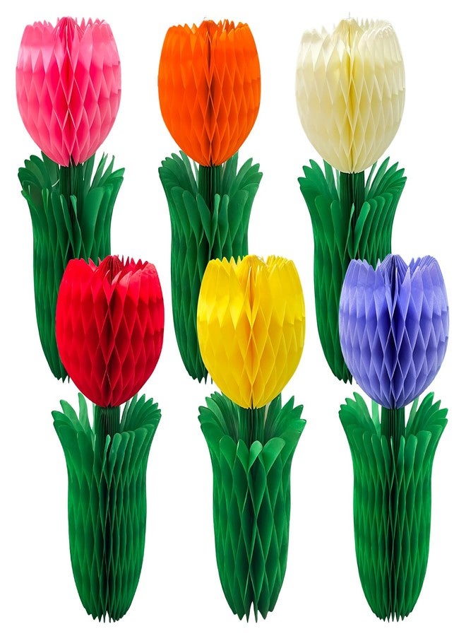 Pedel Tulip Honeycomb Centerpieces, 6Pcs Spring Flower Centerpieces for Tables 3D Tulips Honeycomb Spring Decoration for Home Office Garden Mother's Day - Image 1