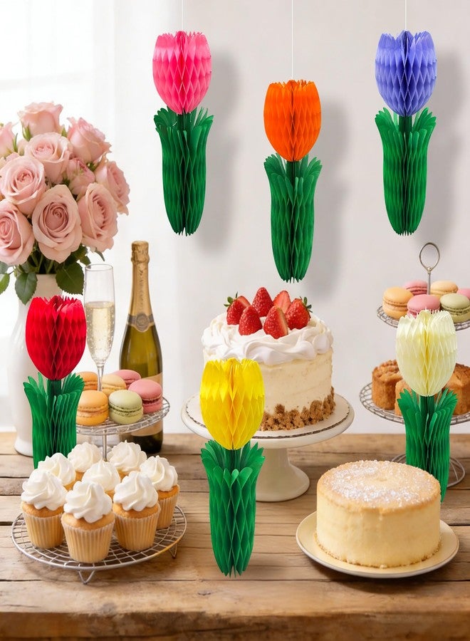 Pedel Tulip Honeycomb Centerpieces, 6Pcs Spring Flower Centerpieces for Tables 3D Tulips Honeycomb Spring Decoration for Home Office Garden Mother's Day - Image 4