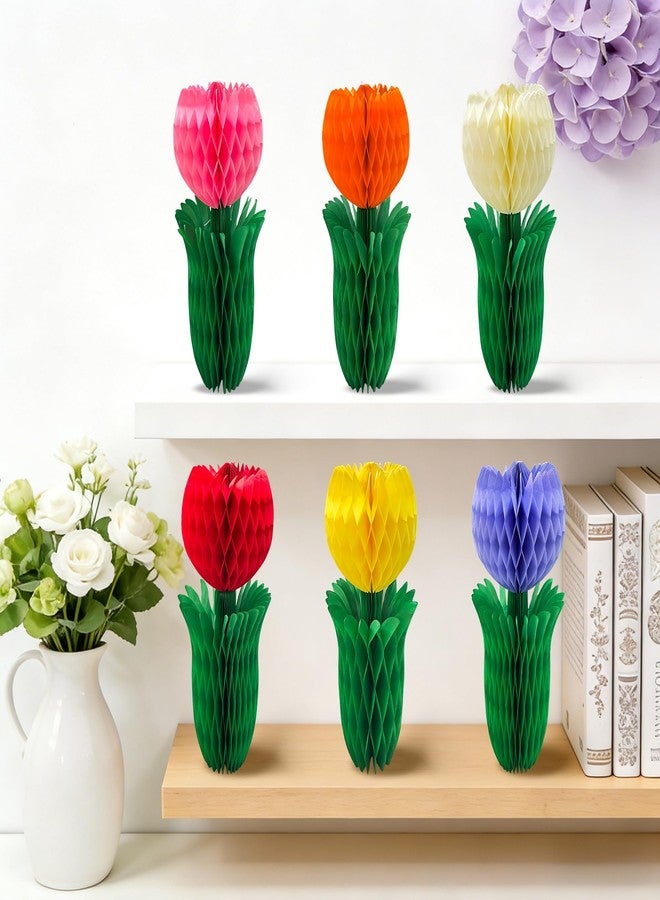 Pedel Tulip Honeycomb Centerpieces, 6Pcs Spring Flower Centerpieces for Tables 3D Tulips Honeycomb Spring Decoration for Home Office Garden Mother's Day - Image 3