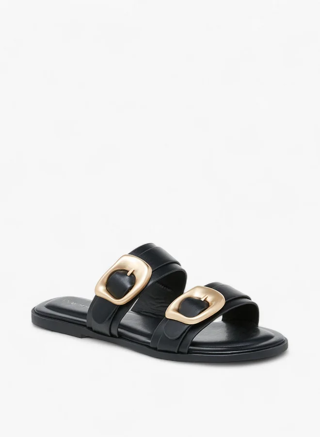 Paprika Solid Open Toe Sandals with Buckle Accent