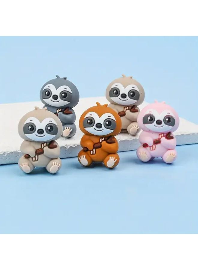 Brown Sloth Beads 4pcs DIY Craft Decor For Pens Keychains Phone Charms - Image 2