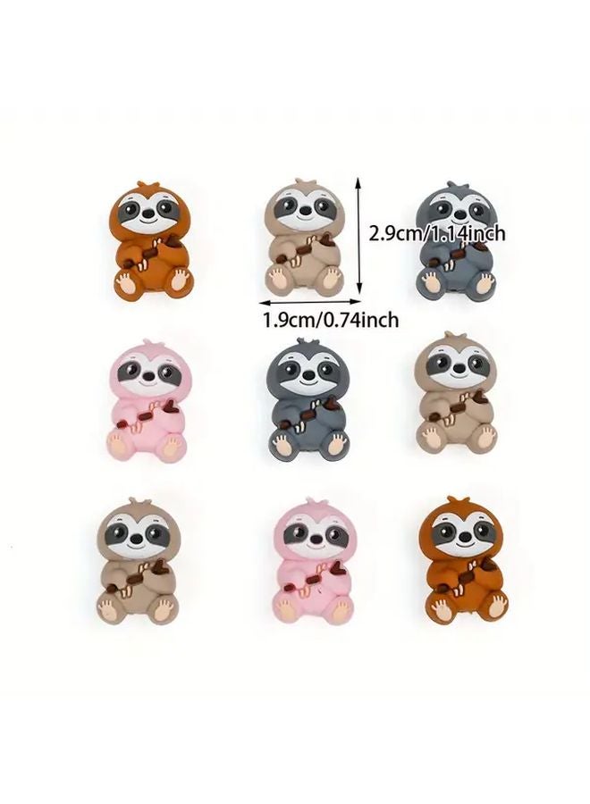 Brown Sloth Beads 4pcs DIY Craft Decor For Pens Keychains Phone Charms - Image 5