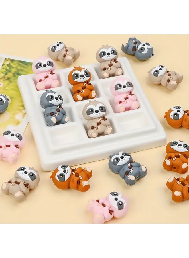 Brown Sloth Beads 4pcs DIY Craft Decor For Pens Keychains Phone Charms - Image 3