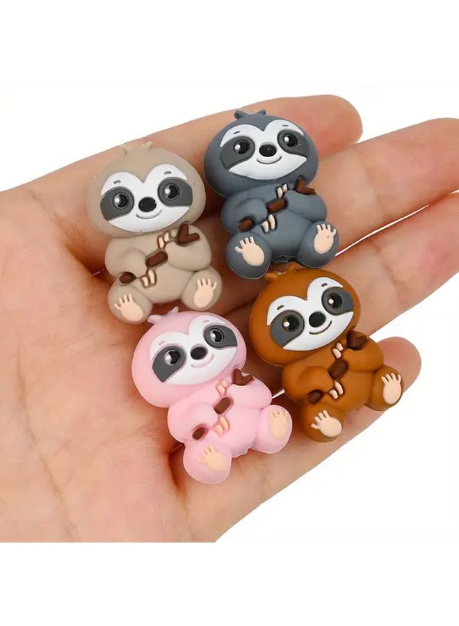 Brown Sloth Beads 4pcs DIY Craft Decor For Pens Keychains Phone Charms - Image 4