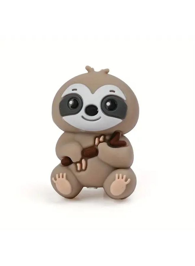 Brown Sloth Beads 4pcs DIY Craft Decor For Pens Keychains Phone Charms - Image 1