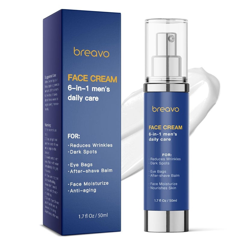 Breavo 6in1 Face Cream for Men 6 in 1 Mens Face Moisturizer for Men Anti Aging Mens Cream  Eye Bags Treatment  Anti Wrinkles Cream After Shave Face Lotion Skin Care for Men 17 oz