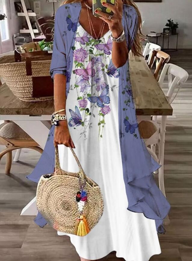 in stock Cross-border 2025 European and American Summer Womens Printed Vacation Strap Dress Indian Style Big Swing Dress Two-piece Set 27th - Image 4