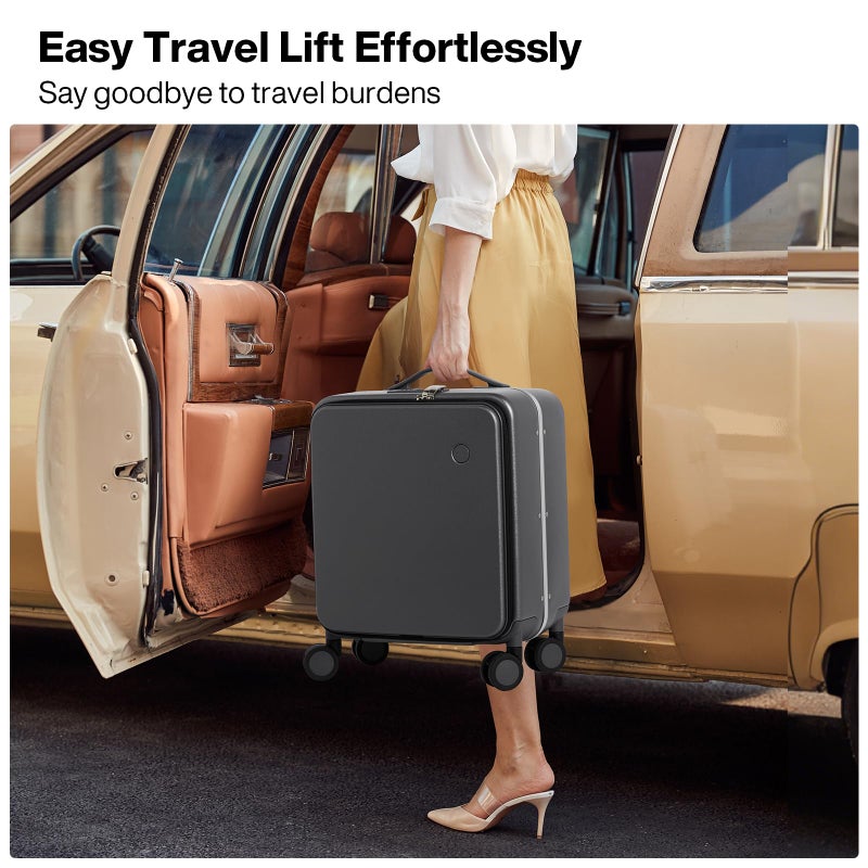 mixi 17x14x9 Carry On Luggage Underseat PC Hard Shell Suitcase Top Opening Aluminum Frame Travel Suitcases with Wheels, Rock Gray - Image 2