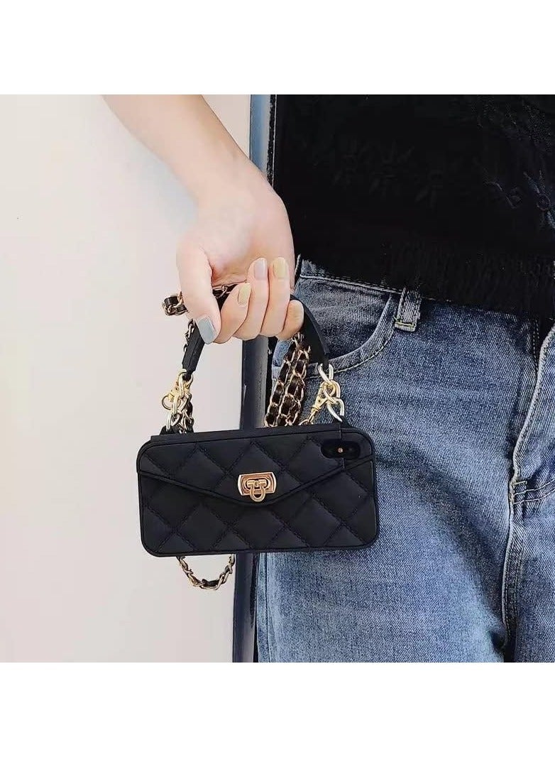 iPhone 15 Pro Max Wallet Case,Crossbody Phone Case with Lanyard Strap Cute Purse Case Flip Credit Card Holder Soft Silicone Girls Lady Handbag Case for iPhone 15 Pro Max Black  - Image 3