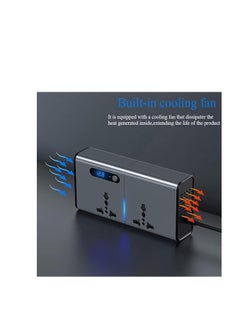 Generic 200W Car Power Inverter, DC 12/24V to 220V AC Car Inverter,3 USB 1 Type-C Ports Charger Adapter Car Plug Converter with Switch and Current LCD Screen (Silver gray)  - Image 4