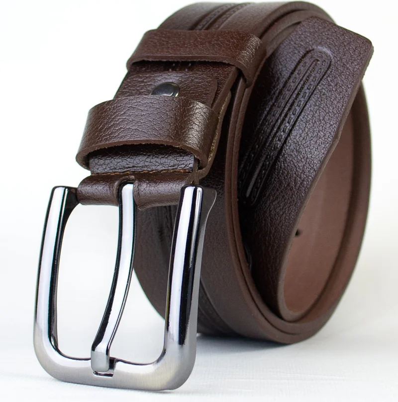 Gayış Gaış Special Oval Box | 100% Genuine Buffalo Leather | Denim-Fabric Brown Men's Belt | Gift Dowry Belt