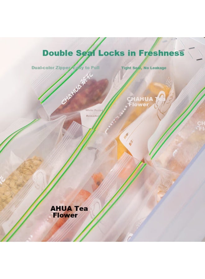 CHAHUA Camellia Sealed Bags, Thickened Double-ribbed Airtight Bags, Food-grade Preservation Bags, Refrigerator Storage Self-sealing Bags, Combination Pack, 70 Pieces - Image 2