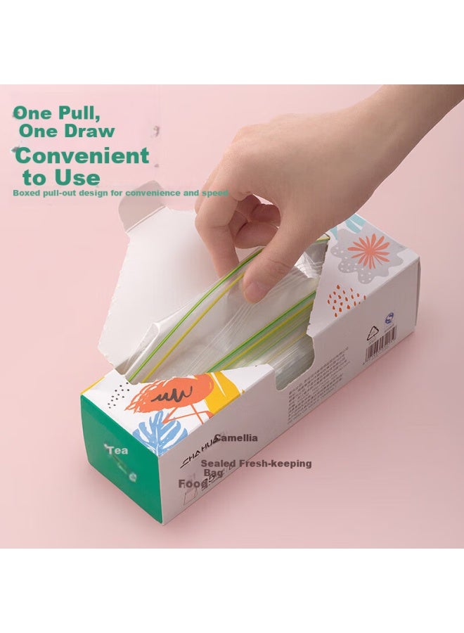 CHAHUA Camellia Sealed Bags, Thickened Double-ribbed Airtight Bags, Food-grade Preservation Bags, Refrigerator Storage Self-sealing Bags, Combination Pack, 70 Pieces - Image 3