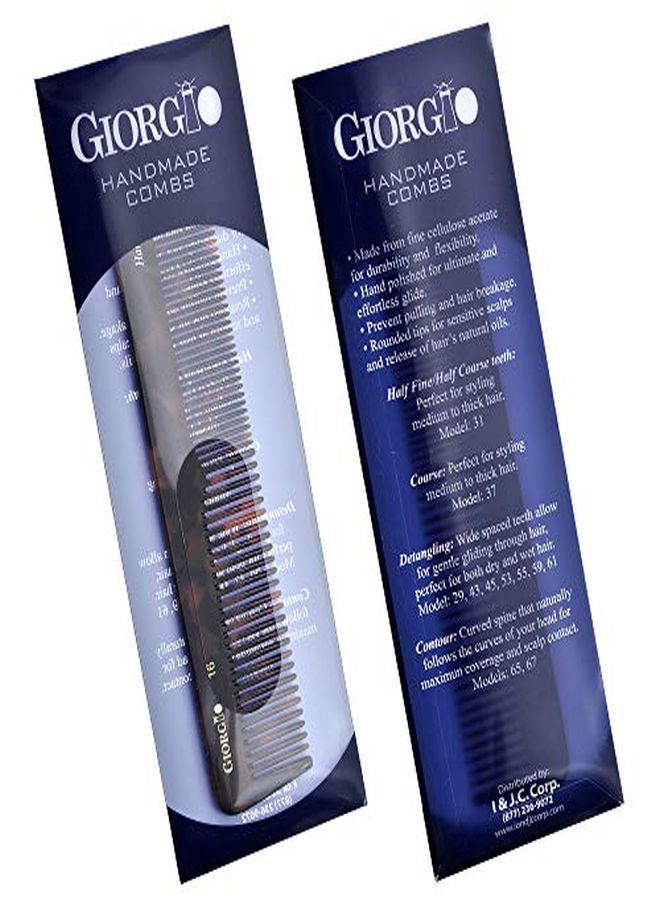 Giorgio G16 Double Tooth Hair Dressing Table Comb, Fine And Wide Tooth Dresser Comb For Hair, Beard And Mustache, Coarse And Fine Hair Styling Comb. Handmade Sawcut From Cellulose And Hand Polished - Image 5
