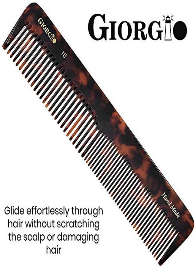 Giorgio G16 Double Tooth Hair Dressing Table Comb, Fine And Wide Tooth Dresser Comb For Hair, Beard And Mustache, Coarse And Fine Hair Styling Comb. Handmade Sawcut From Cellulose And Hand Polished - Image 2