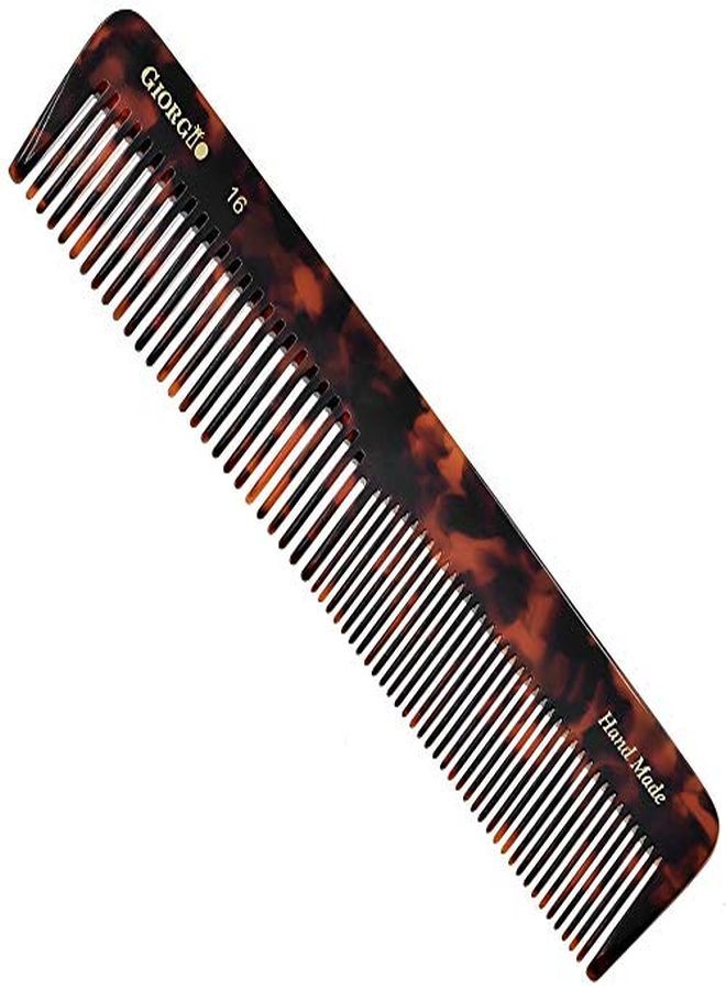 Giorgio G16 Double Tooth Hair Dressing Table Comb, Fine And Wide Tooth Dresser Comb For Hair, Beard And Mustache, Coarse And Fine Hair Styling Comb. Handmade Sawcut From Cellulose And Hand Polished - Image 1