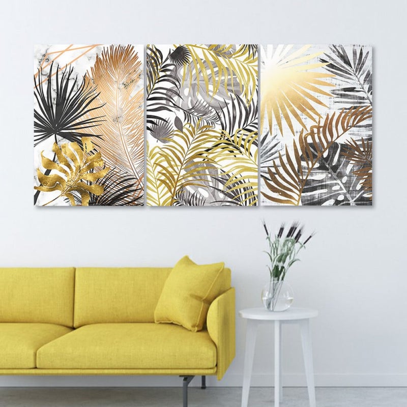 ماركتنا ثلاث لوحات قماشية فخمة بتصميم مودرن مع برواز مجوف مقاس (90×40) ثلاث قطع - Image 1