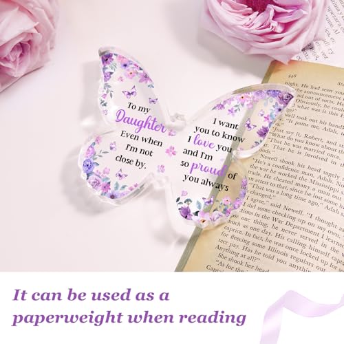 Glydein Daughter Gifts from Mom Dad, Unique Purple Butterfly Acrylic Plaque Desk Decor, Mothers Day Valentines Christmas Birthday Graduation Gifts for Daughter Adult, 5 x 3.8 x 0.5 inches - Image 3