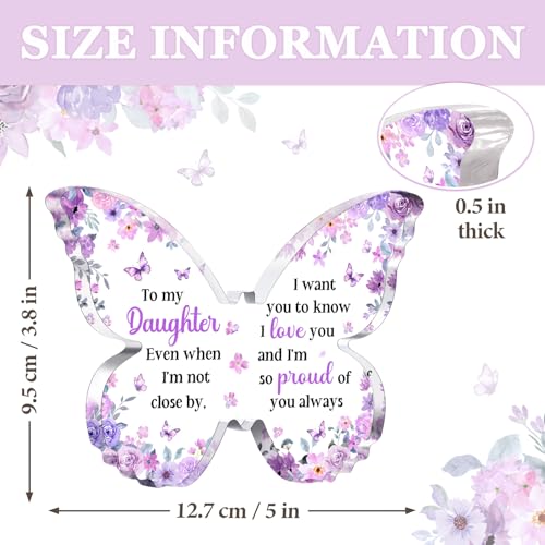 Glydein Daughter Gifts from Mom Dad, Unique Purple Butterfly Acrylic Plaque Desk Decor, Mothers Day Valentines Christmas Birthday Graduation Gifts for Daughter Adult, 5 x 3.8 x 0.5 inches - Image 4