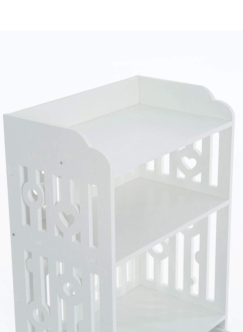TPGP Waterproof Bathroom Storage Cabinet Floor Standing Organizer Rack Bookcase Shelf White Bathroom Decor Furniture for Living Room Bedroom Silm Shelf Cupboard with Drawer (1 PACK) - Image 4