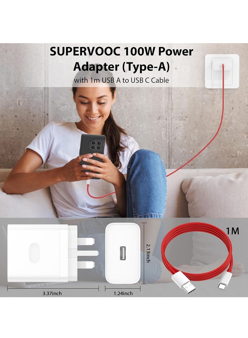 شاحن 100 واط لهاتف Oneplus 14 13 12 13R 11، شاحن Supervooc 80 واط Warp 65 واط 30 واط لهاتف Oneplus 10 9 Pro 12R 10T 10R 8T 8 7T 7 Pro Open Pad Nord CE 3 4 N30 N20 N10 9R One Plus Oppo Realme شحن سريع كابل بطول 3.3 قدم - Image 3