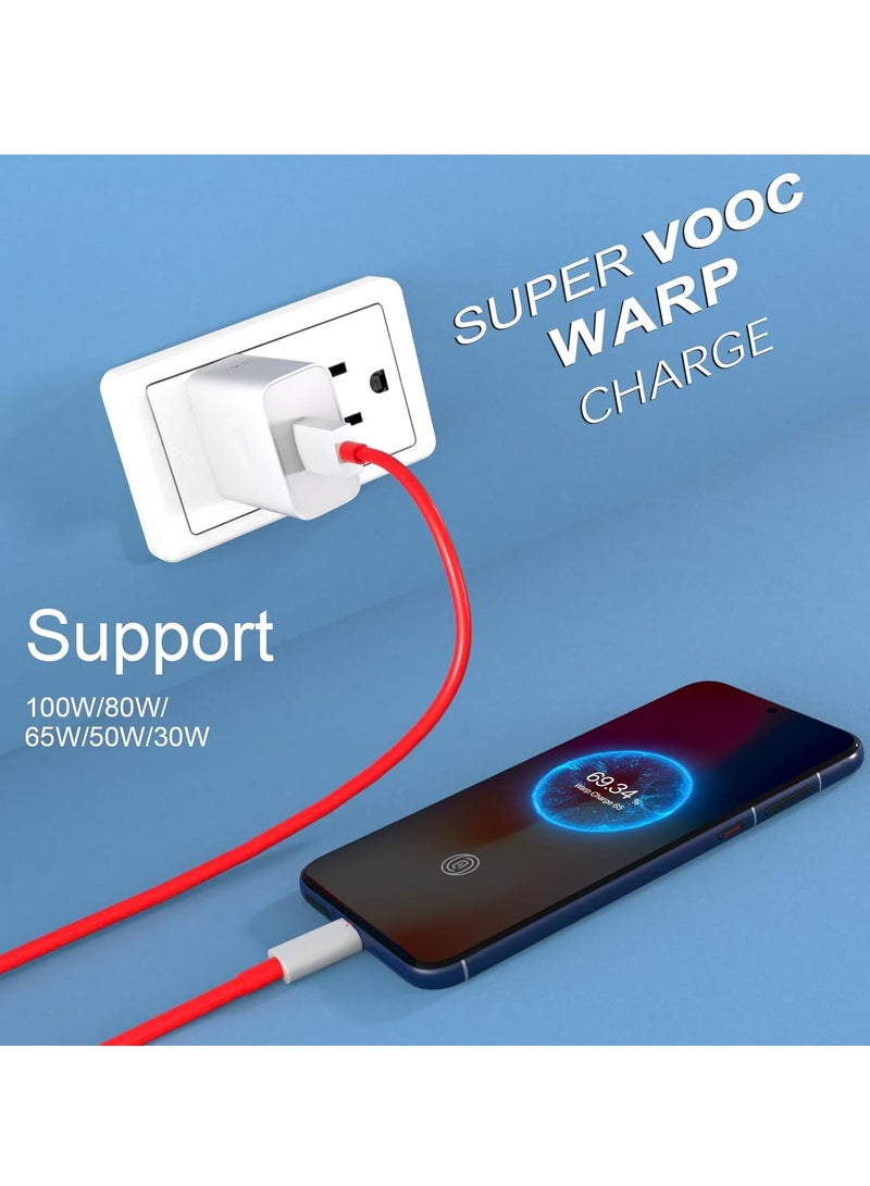 شاحن 100 واط لهاتف Oneplus 14 13 12 13R 11، شاحن Supervooc 80 واط Warp 65 واط 30 واط لهاتف Oneplus 10 9 Pro 12R 10T 10R 8T 8 7T 7 Pro Open Pad Nord CE 3 4 N30 N20 N10 9R One Plus Oppo Realme شحن سريع كابل بطول 3.3 قدم - Image 4