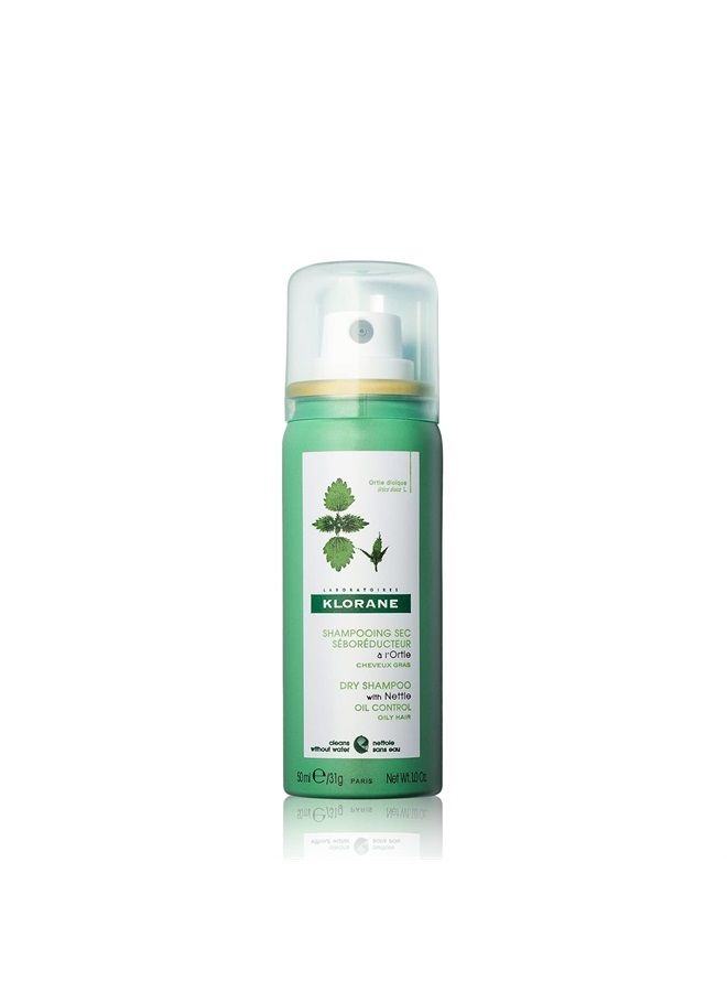 Klorane Dry Shampoo with Nettle for Oily Hair and Scalp, Regulates Oil Production, Paraben & Sulfate-Free, Travel Size, 1 oz. - Image 1