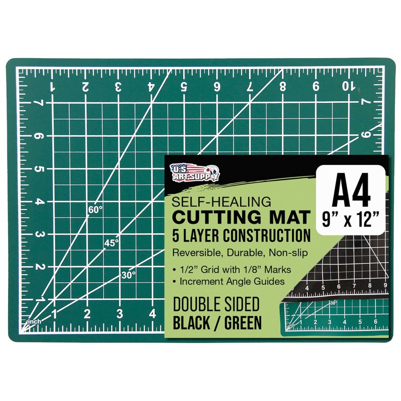 US Art Supply 9 x 12 SelfHealing Cutting Mat 5Ply DoubleSided GreenBlack Craft Mat NonSlip Cutting Mats for Crafts Sewing Quilting Scrapbooking
