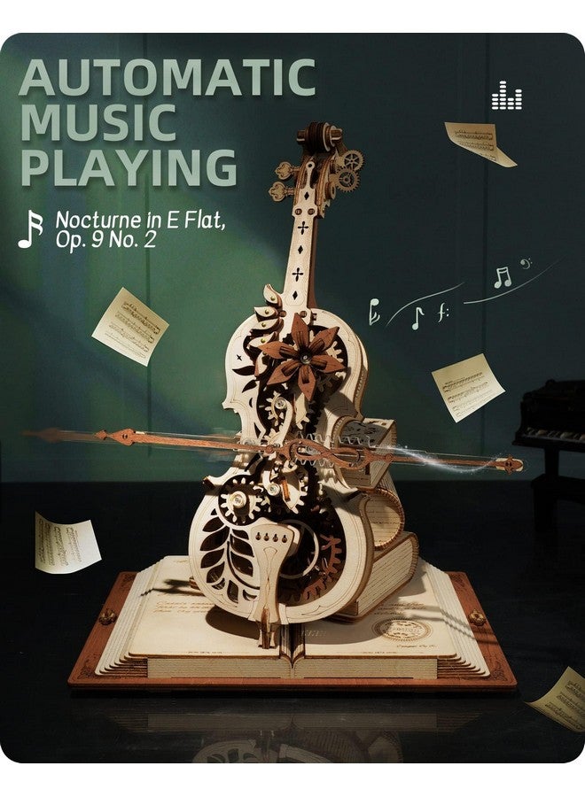 روكر ألغاز خشبية ثلاثية الأبعاد للكبار، مجموعات صناديق الموسيقى الخشبية - مجموعات نماذج التشيلو الخشبية للكبار للبناء، مشاريع جذعية للأطفال من سن 12 إلى 16 عامًا، هدايا أعياد الميلاد الهوايات للنساء والرجال - Image 2