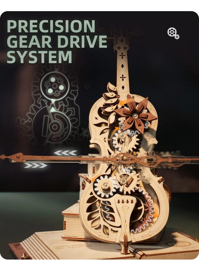 روكر ألغاز خشبية ثلاثية الأبعاد للكبار، مجموعات صناديق الموسيقى الخشبية - مجموعات نماذج التشيلو الخشبية للكبار للبناء، مشاريع جذعية للأطفال من سن 12 إلى 16 عامًا، هدايا أعياد الميلاد الهوايات للنساء والرجال - Image 3