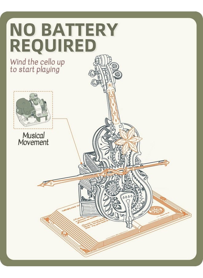 روكر ألغاز خشبية ثلاثية الأبعاد للكبار، مجموعات صناديق الموسيقى الخشبية - مجموعات نماذج التشيلو الخشبية للكبار للبناء، مشاريع جذعية للأطفال من سن 12 إلى 16 عامًا، هدايا أعياد الميلاد الهوايات للنساء والرجال - Image 4