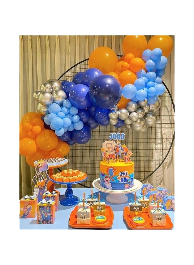 Arabest 50 Orange Royal Blue Metallic Silver 12 inch Balloons with Ribbons for Birthday Party Wedding Baby Shower Graduate Decorations - Image 5