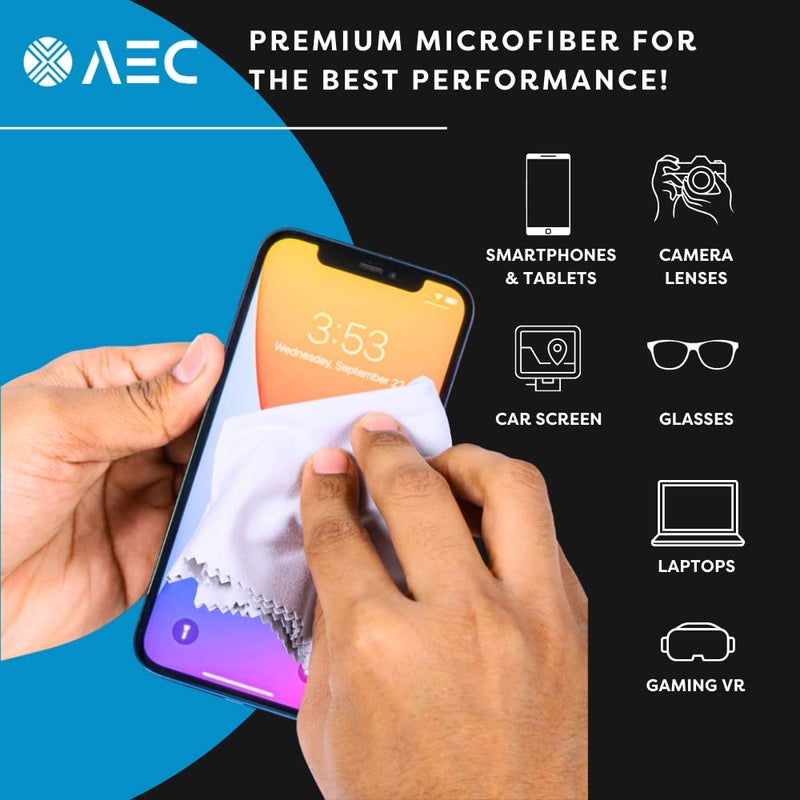 AEC منشفة تنظيف ميكروفايبر فائقة الجودة من AEC لشاشة الهاتف المحمول، عدسات الكاميرا، الأجهزة اللوحية، الشاشات وغيرها - عبوة من 6 - Image 4