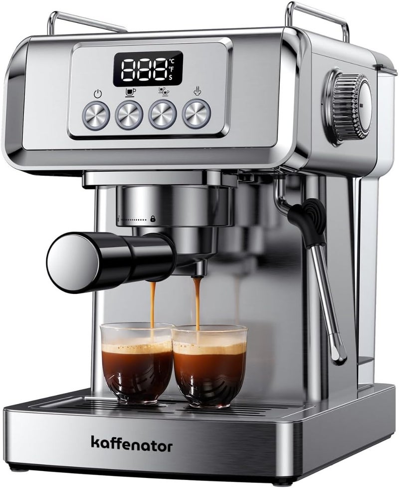 كافي ناتور ماكينة إسبريسو بقوة 20 بار مع مبخرة حليب وعصا بخار، صانعة لاتيه وكابتشينو احترافية للمنزل، خزان ماء سعة 60 أونصة، شاشة عرض درجة الحرارة، ستانلس ستيل، 1350 واط - Image 1